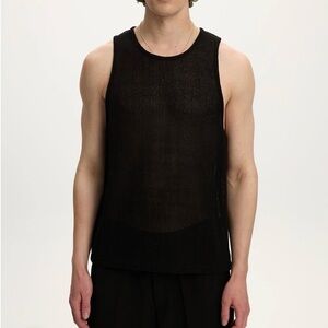 Men's Black Mesh Tank Top L